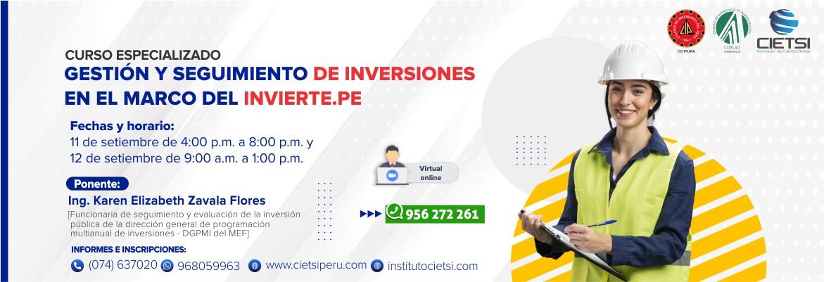 CURSO ESPECIALIZADO GESTIÓN Y SEGUIMIENTO DE INVERSIONES EN EL MARCO DEL INVIERTE.PE